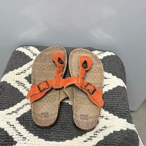 Muk Luks Kids Orange Braided Toe-Post Sandals with Buckle